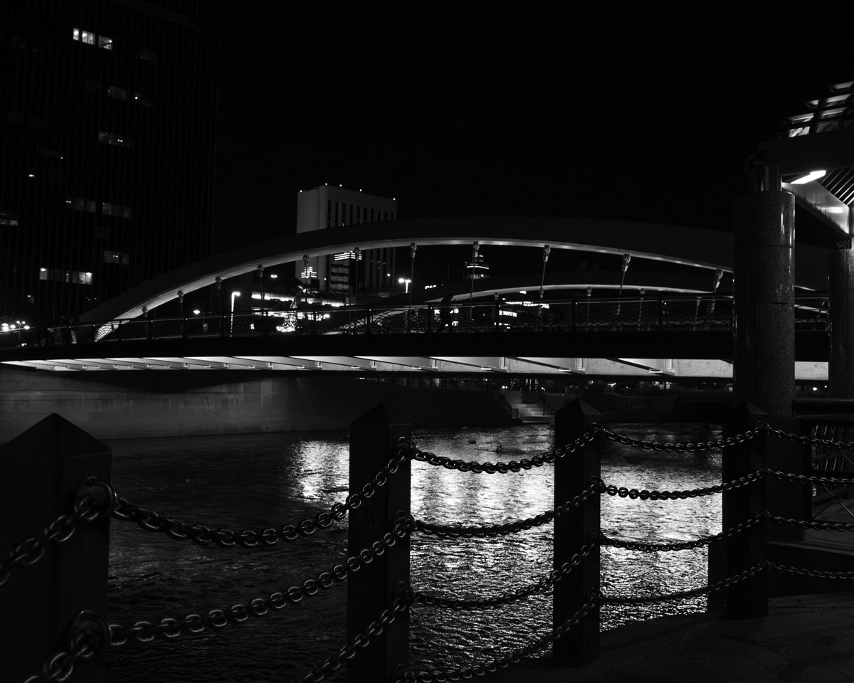 Reno Night, 2023, bridge over the Truckee River