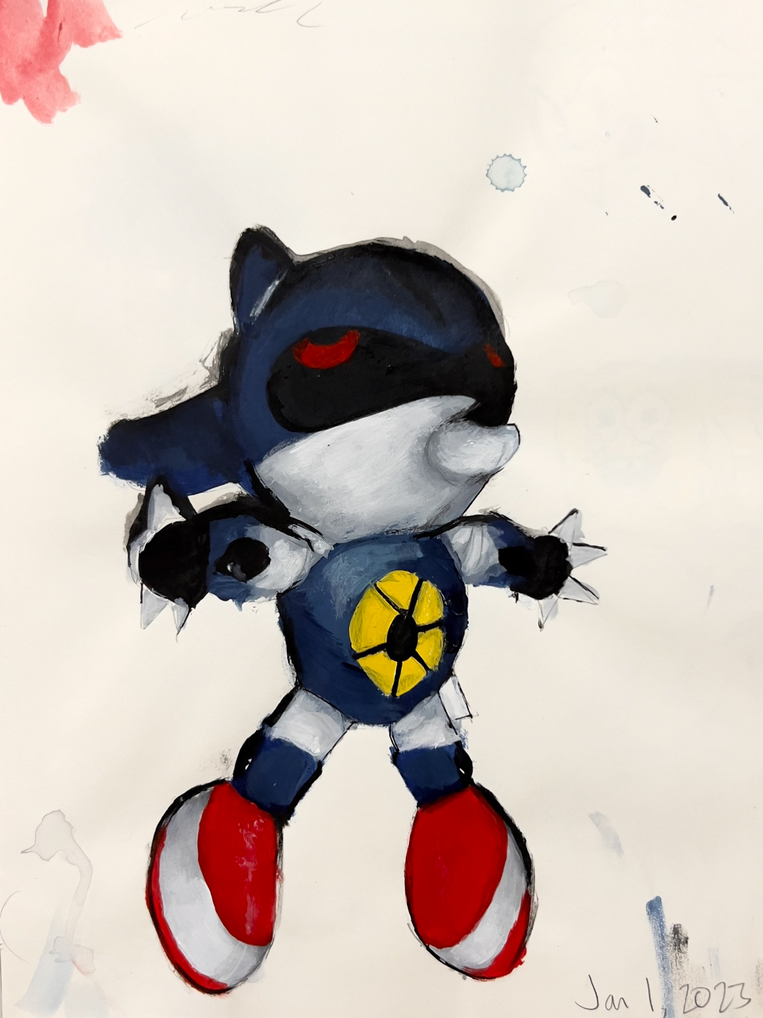 metal sonic plush study (2023) [Acrylic]