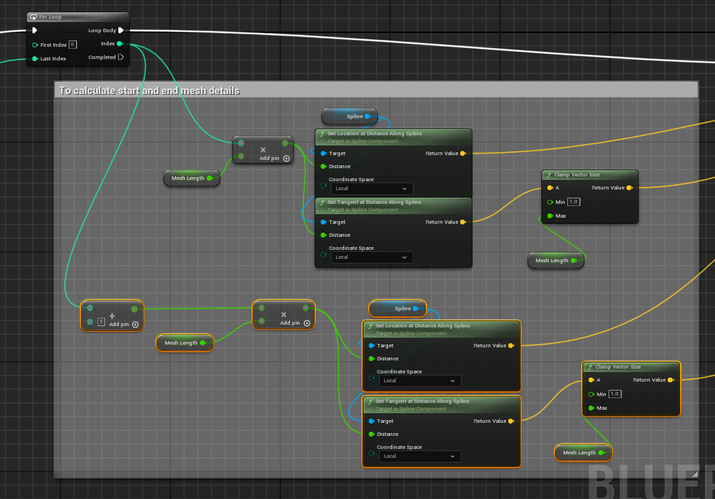 First Version - The Loop node and calculating start and end segments of the construction spline