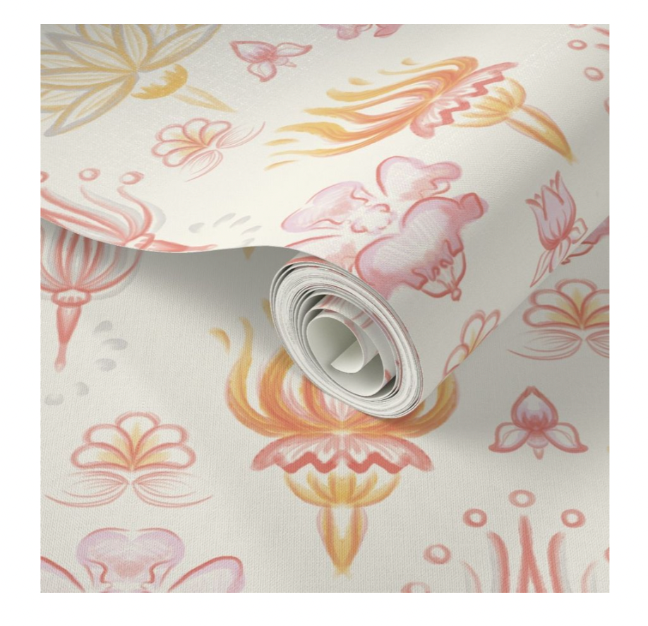 illustrated floral wallpaper