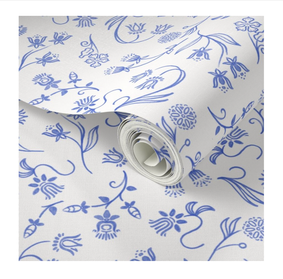 illustrated floral wallpaper
