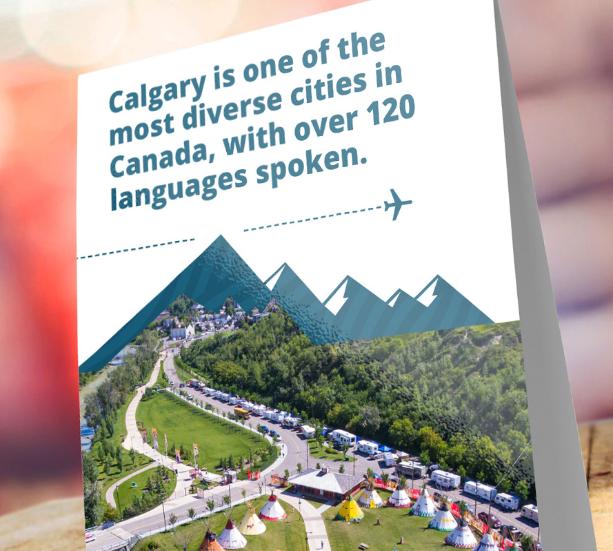 Table Tent Cards created as part of a campaign for an event planned by YYC's Air Service Development team. This invitation-only event featured access to YYC's exclusive Virtual Reality (VR) demonstrations and was a part of the World Routes 2019 Conference held in Adelaide, Australia. Sept 21-24, 2019.