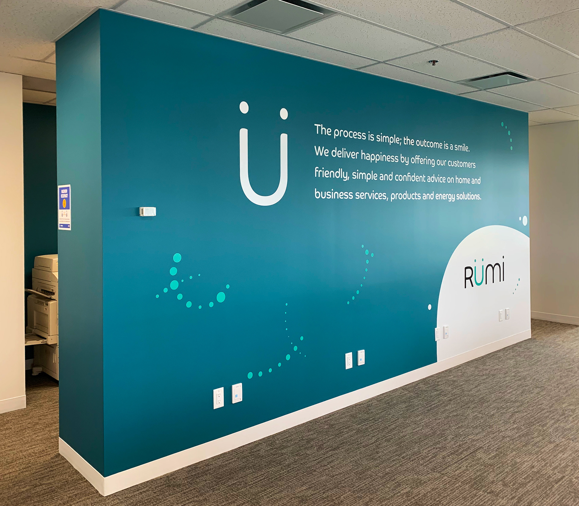 Rümi, a member of the ATCO family, required graphics for the walls of their new call centre in downtown Calgary. Working with their brand, I created 11 designs for this space. 2020