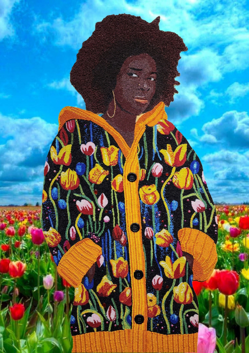 Somewhere in Amsterdam2025  DIMENSIONS: 48x36 (inches)  MEDIUM: 100% Beads/Acrylic on board 
