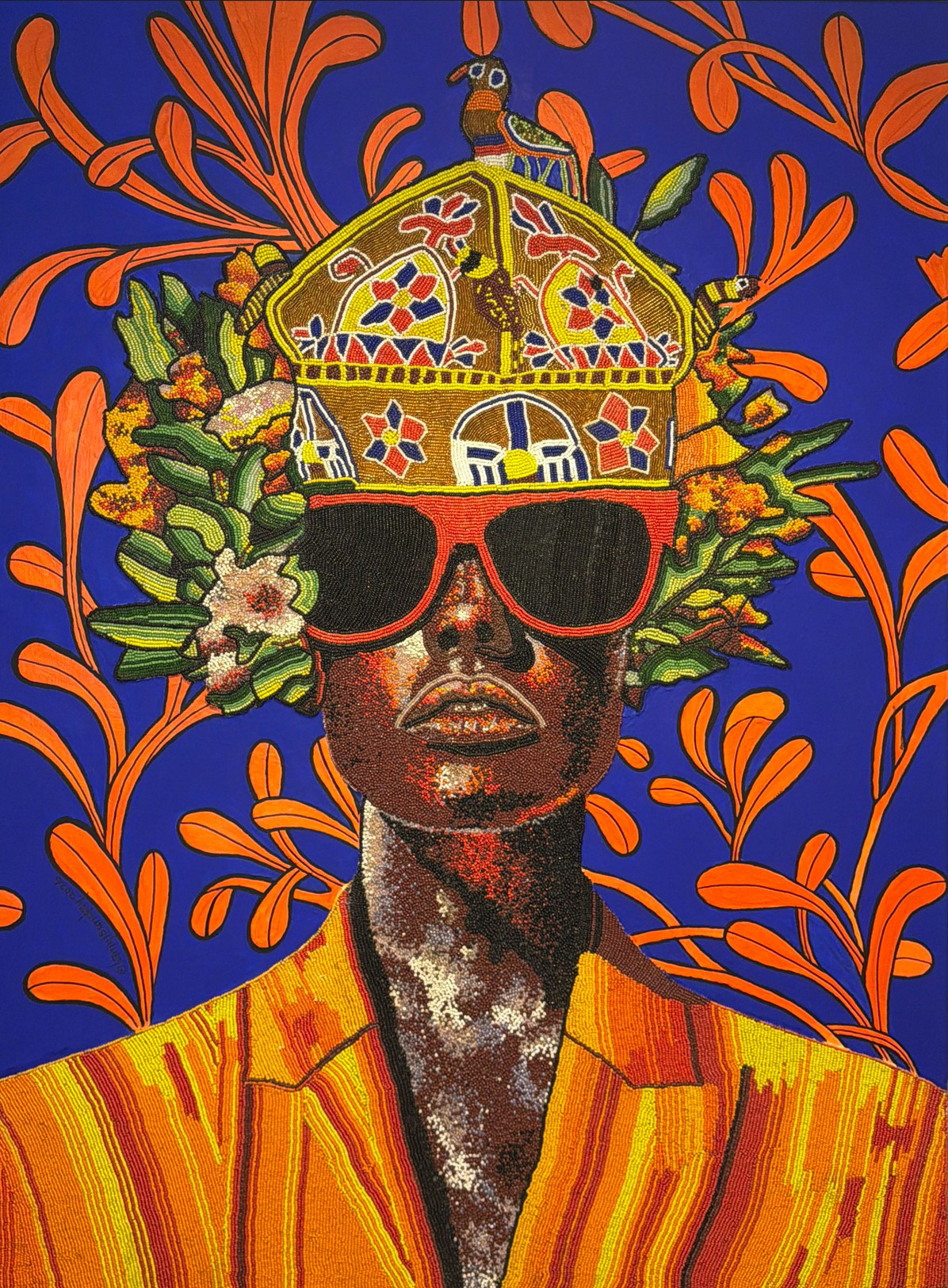 Yeye Oge (Mother of style) 2025  DIMENSIONS: 48x36 (inches)  MEDIUM: 100% Beads/Acrylic on board 