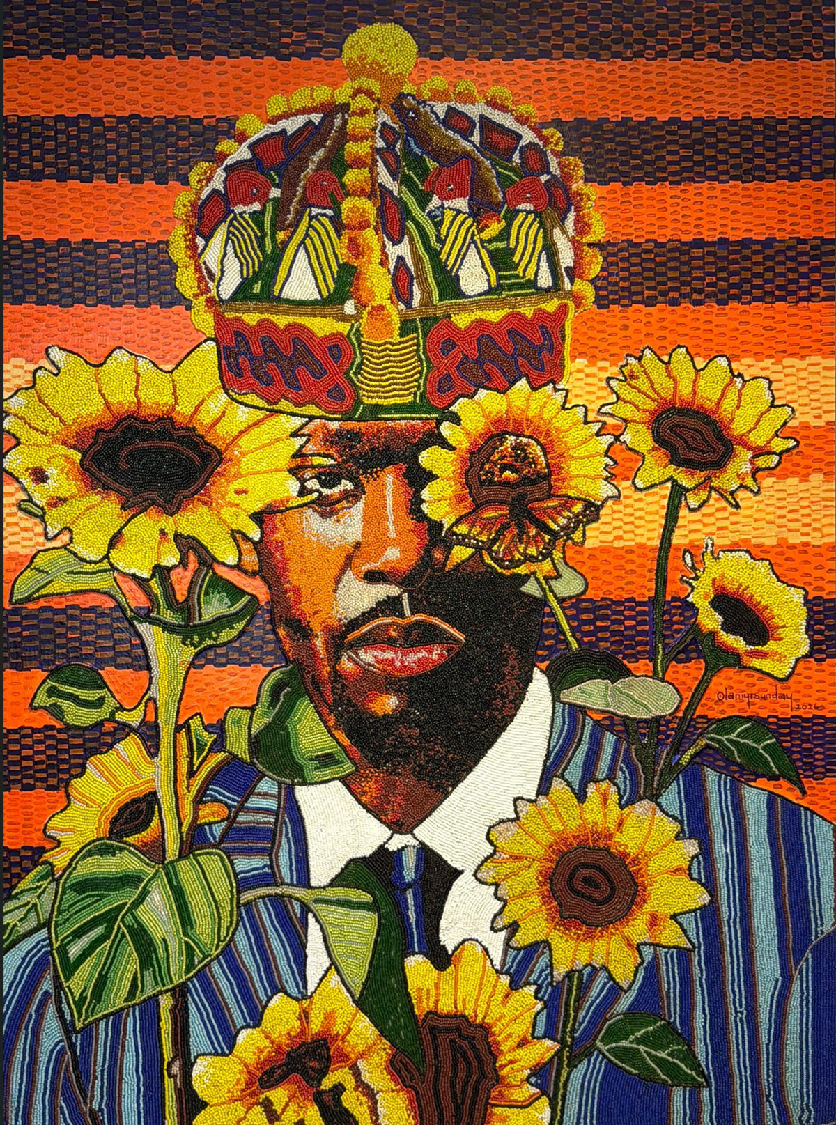 Adetokunbo 2025  DIMENSIONS: 48x36 (inches)  MEDIUM: 100% Beads/Acrylic on board 