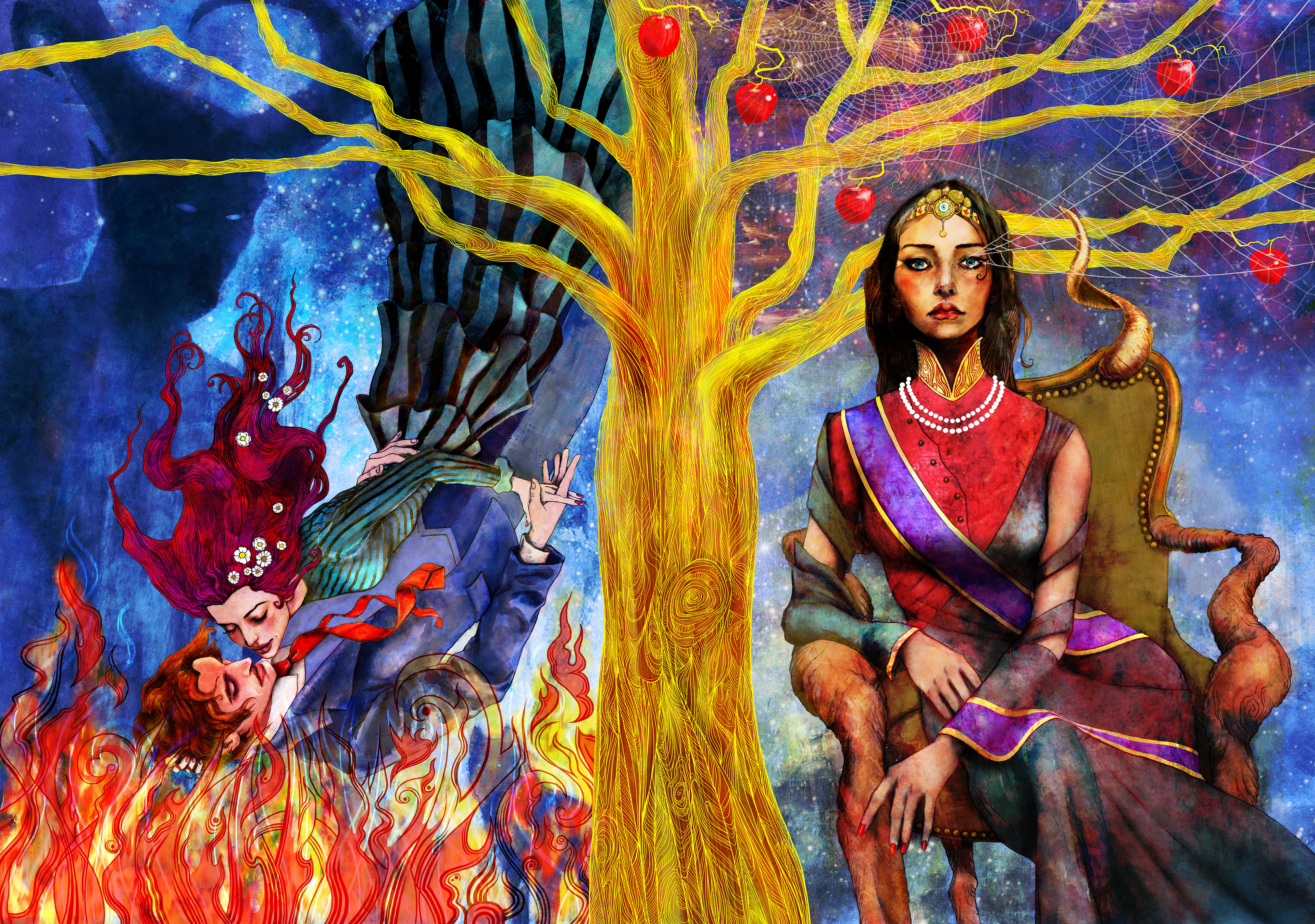 Illumicrate Special Edition cover reissue of LIPS TOUCH: THREE TIMES written by Laini Taylor, with dozens of two-color interior illustrations by me