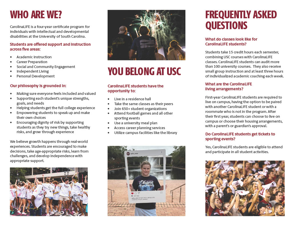 Student Informational Brochure for CarolinaLIFE