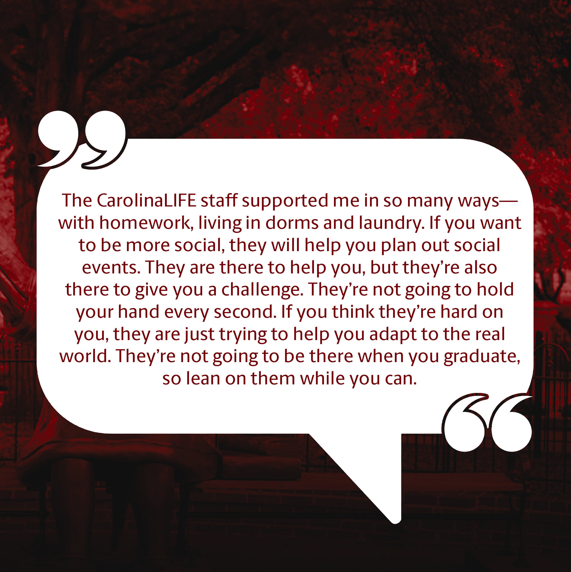 Alumni Spotlight Graphic for CarolinaLIFE Instagram