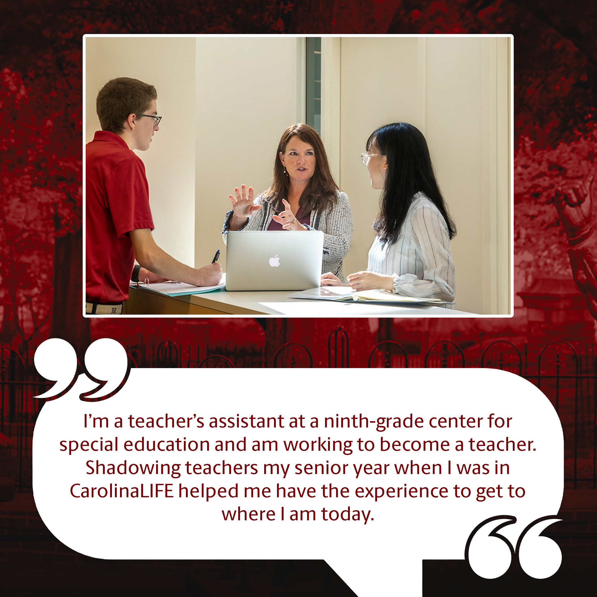 Alumni Spotlight Graphic for CarolinaLIFE Instagram