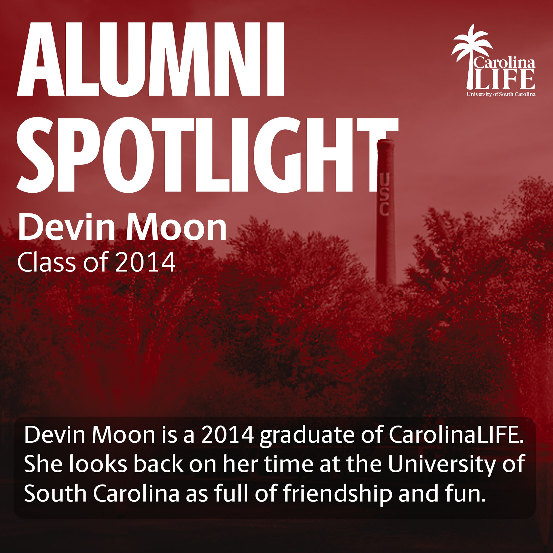 Alumni Spotlight Graphic for CarolinaLIFE Instagram