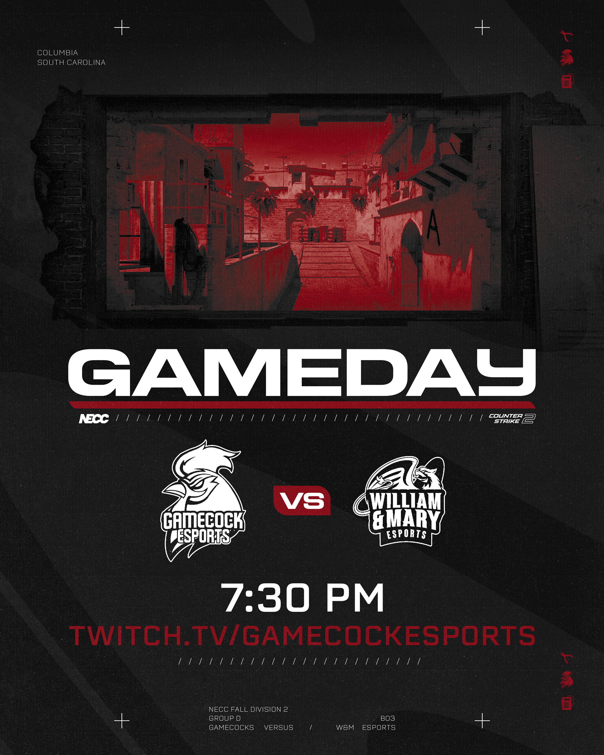 Gameday Graphic for USC Gamecock Esports