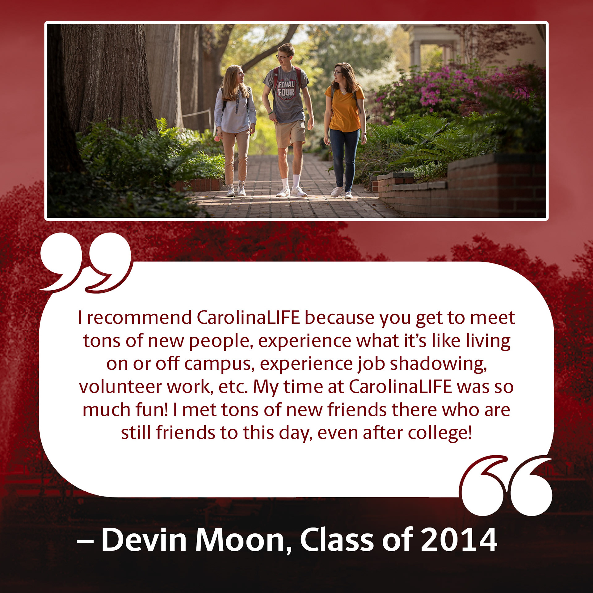 Alumni Spotlight Graphic for CarolinaLIFE Instagram