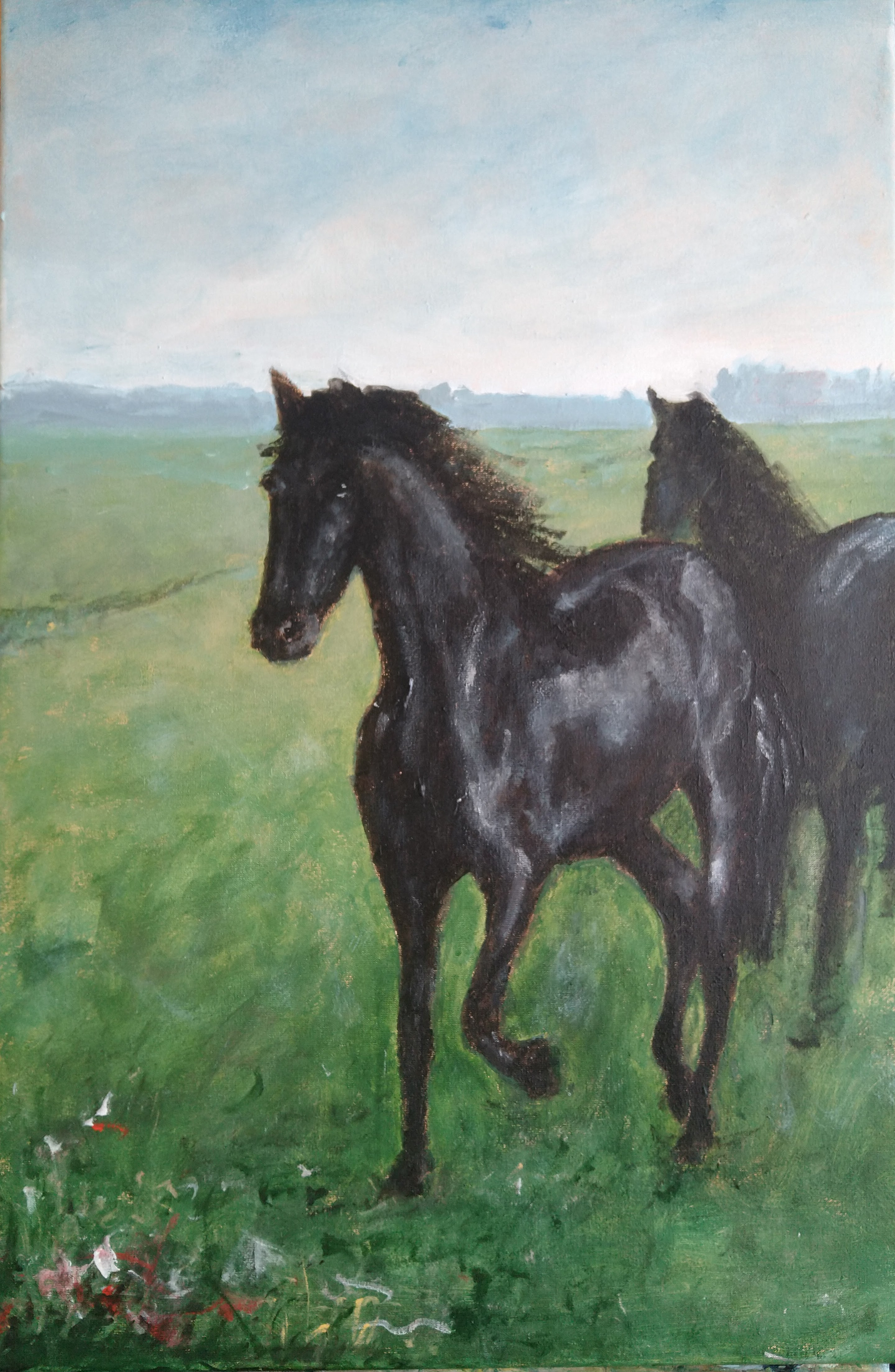 Fryske Hynders ; acryl op mdf 40x60 cm