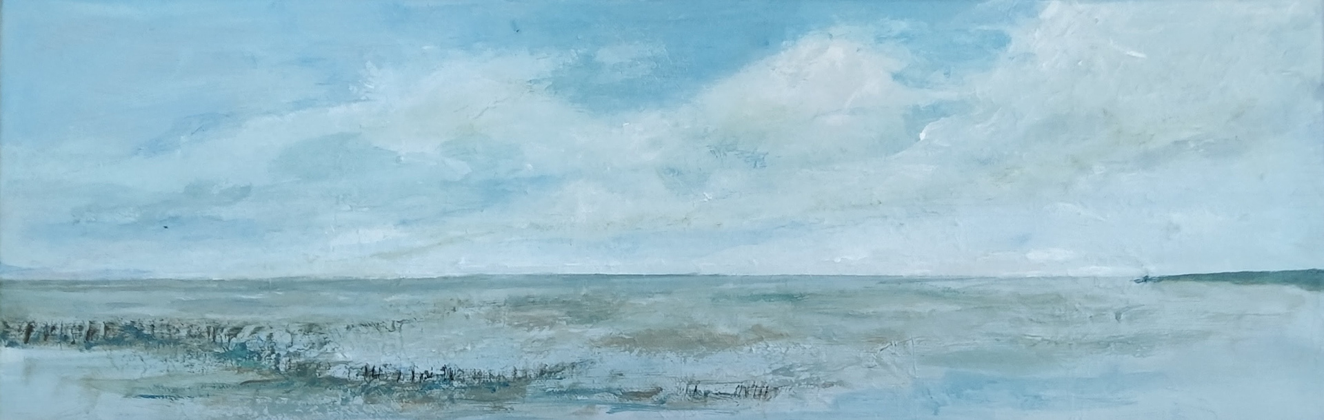 Het Wad 2 ; acryl op canvas, 20x60 cm.