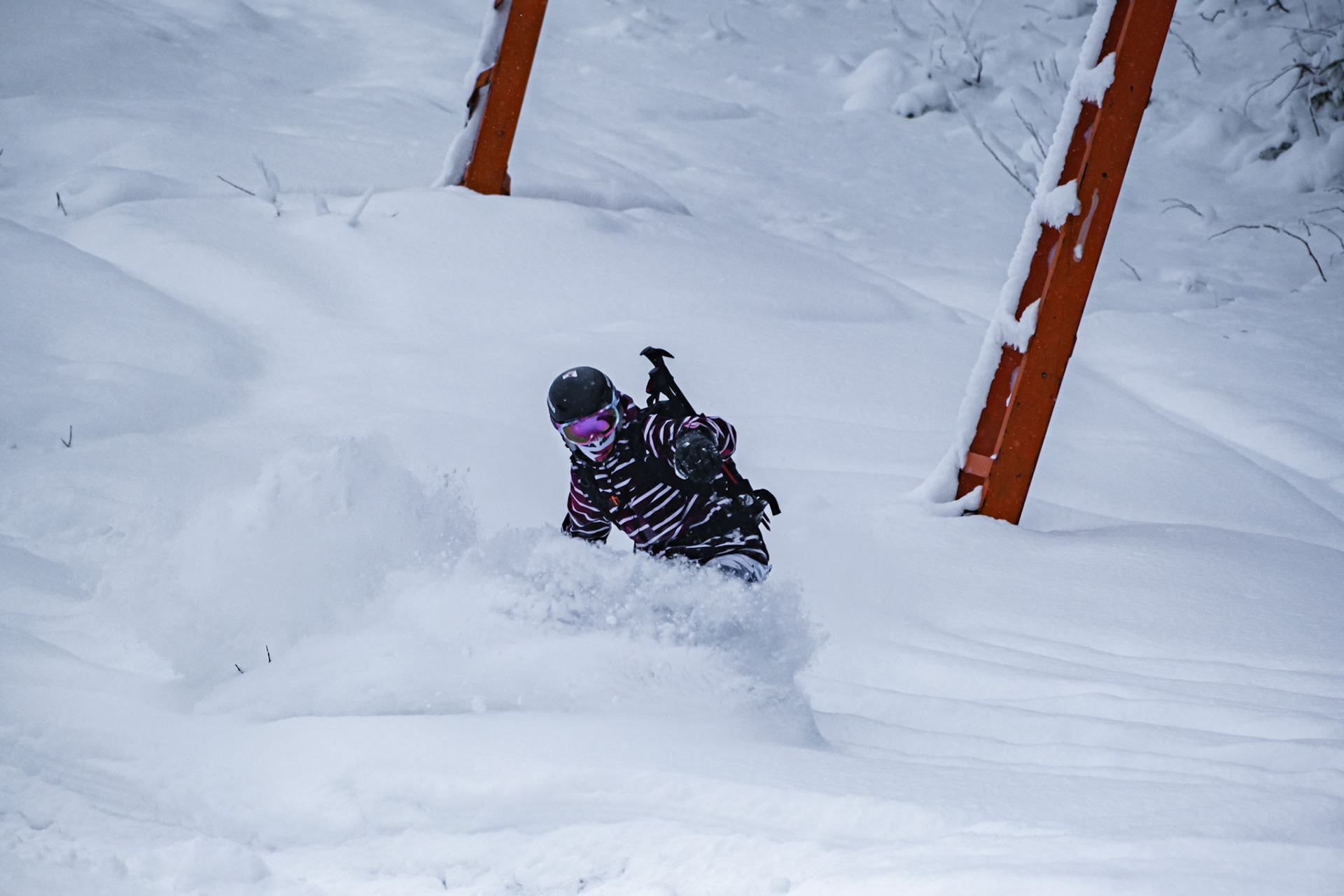 Arti skiing the fresh pow