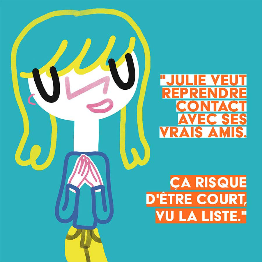 Illustration d'un personnage qui veut renouer avec ses vrais amis