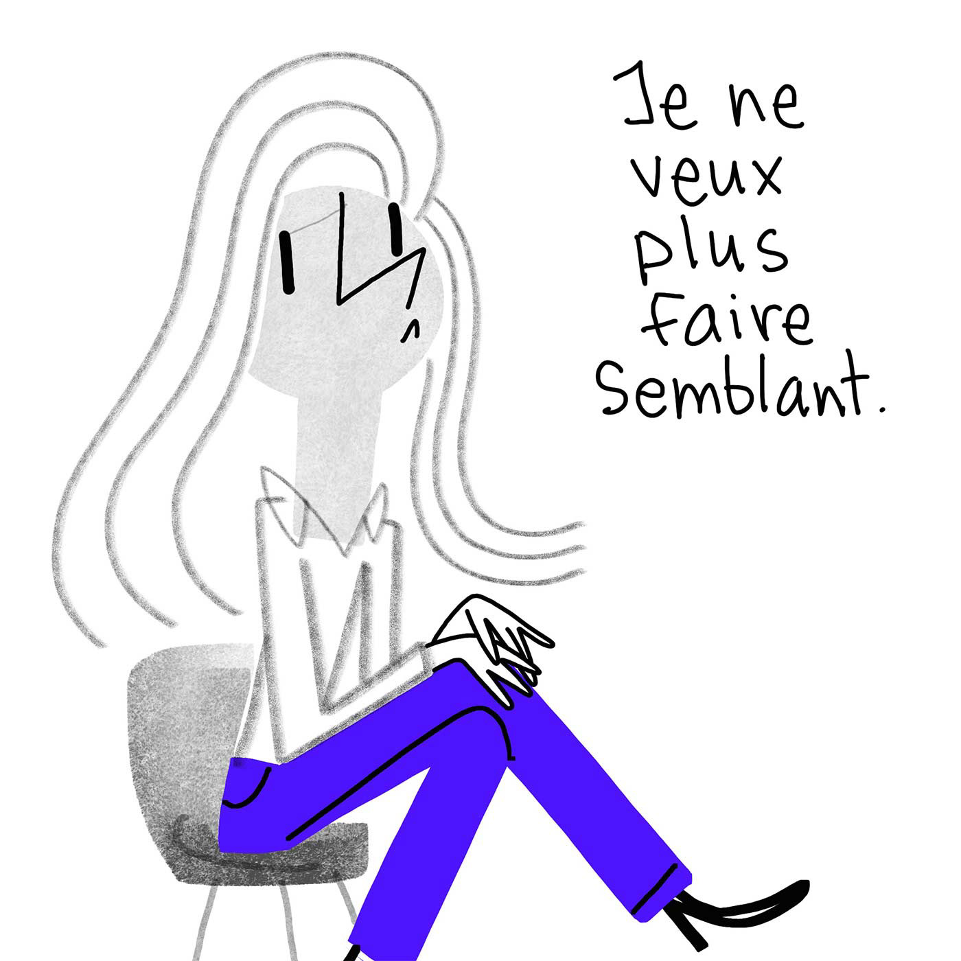 Illustration femme pensive