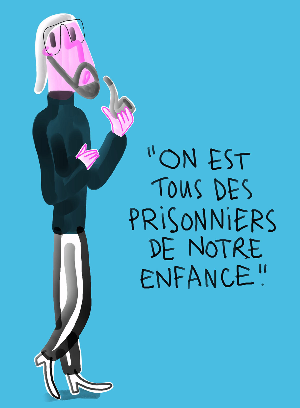 Dessin d'un philosophe qui évoque l'enfance