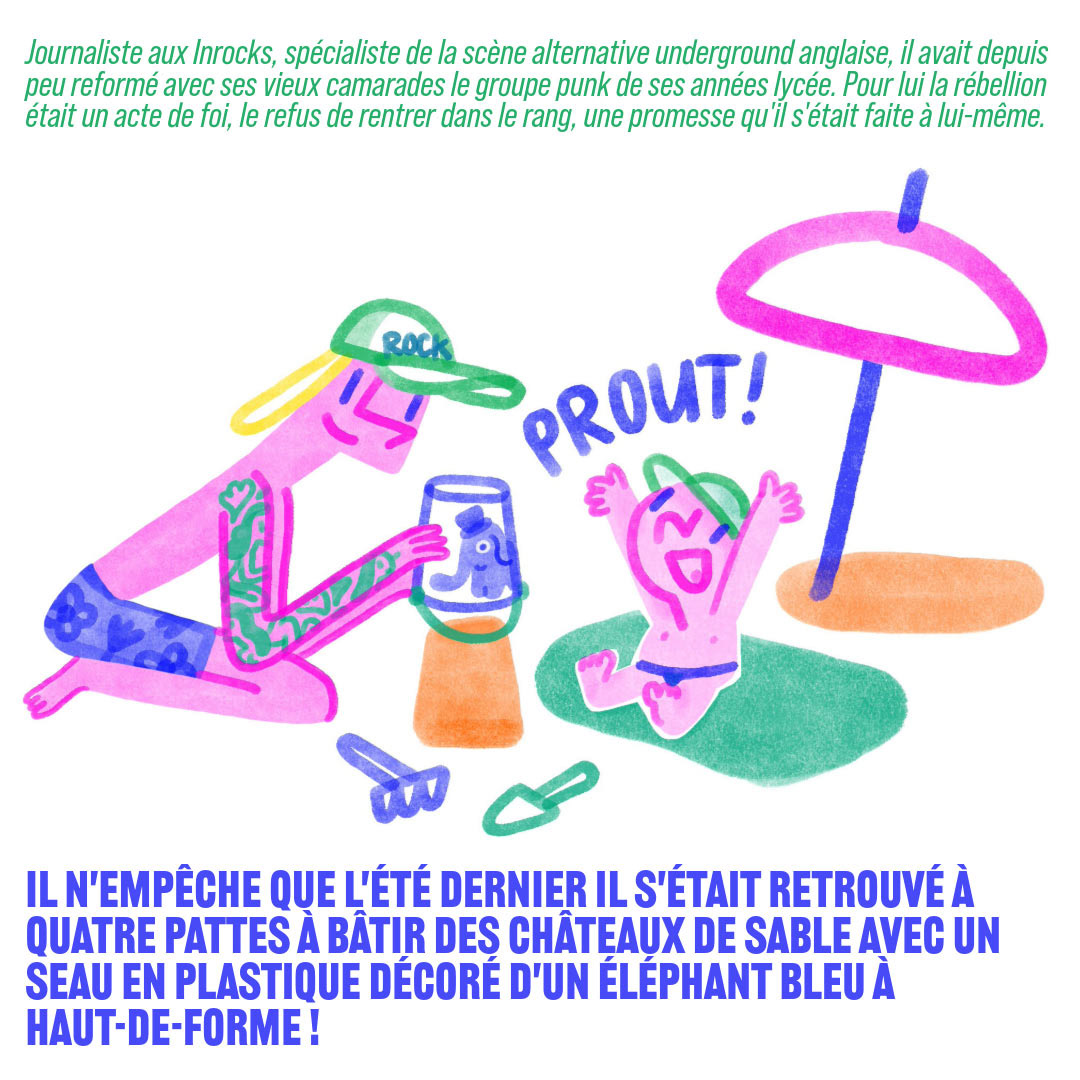 Dessin d'un père à la plage avec son fils