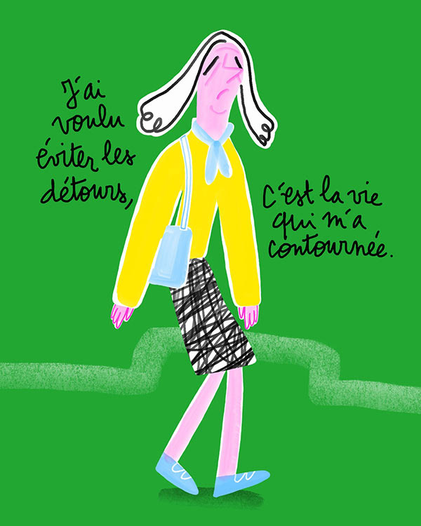 Dessin femme âgée déçue par la vie