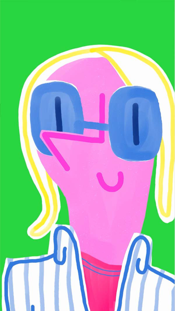 Dessin issu du clip. Personnage femme blonde