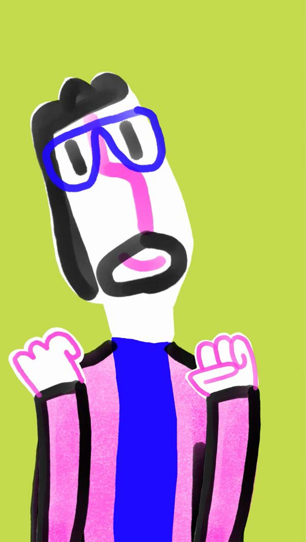 Dessin personnage avec barbe et lunettes