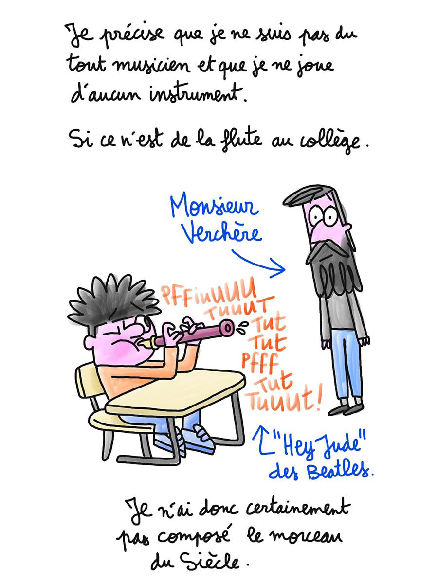 Image qui évoque les cours de flute au collège,.