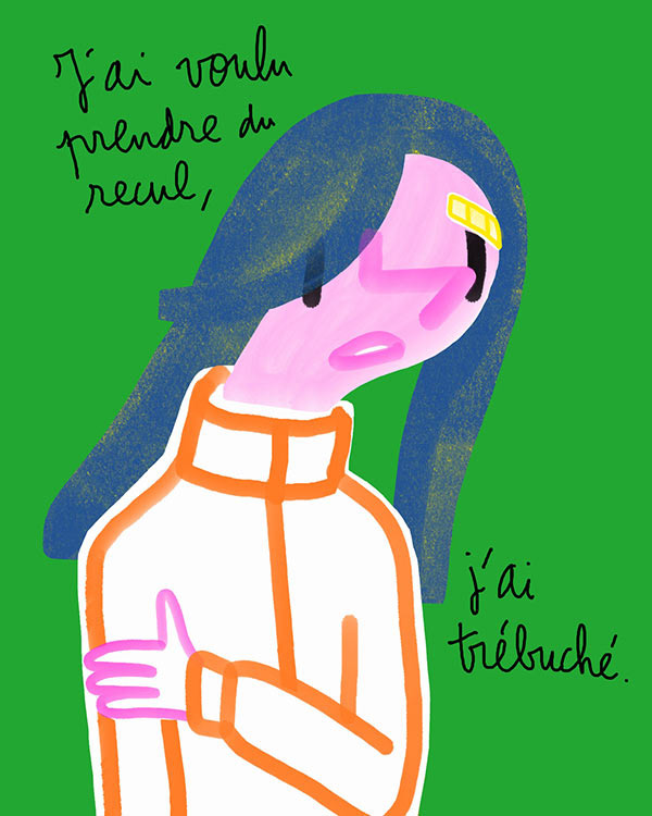 Dessin jeune femme blessée