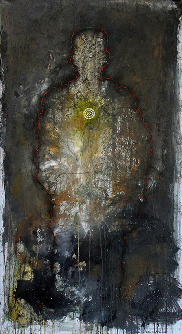 Standing in a Field of Dark, mixed media, 40 x 72