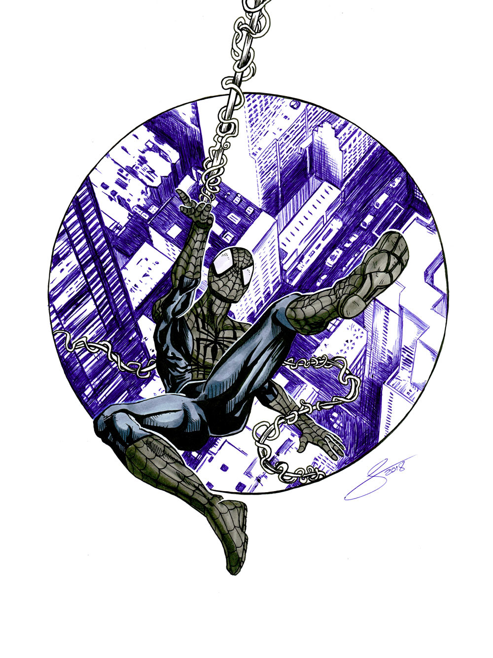 Spider-Man, $100, ink and Comic marker on 9x12 Bristol
