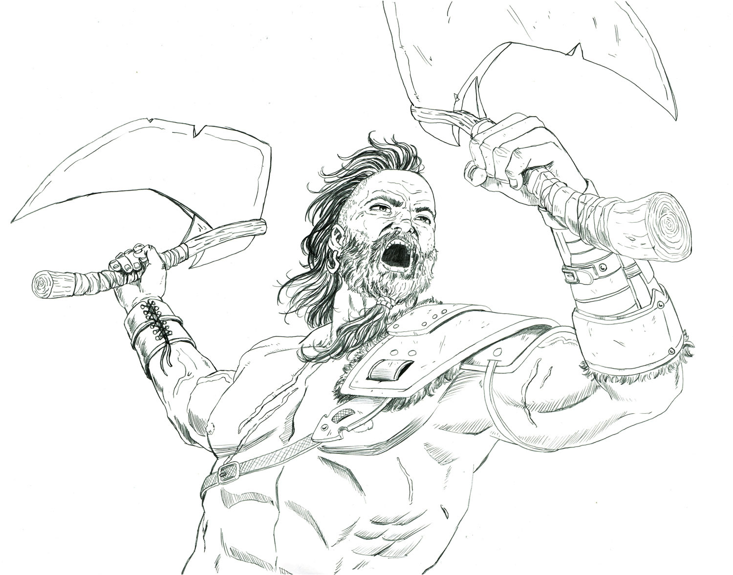 Barbarian's Rage, $150, pencil on 11x14 Bristol