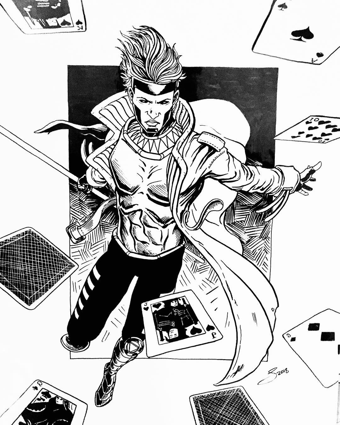 Gambit inks, sold, 11x17 on Bristol
