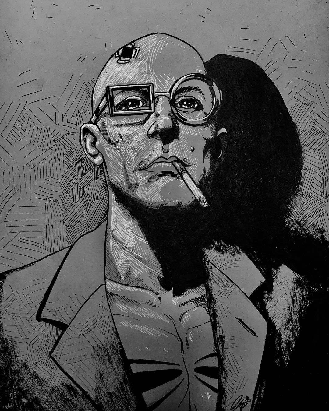 Spider Jerusalem, $100, ink and gel pen on 9x12 toned paper