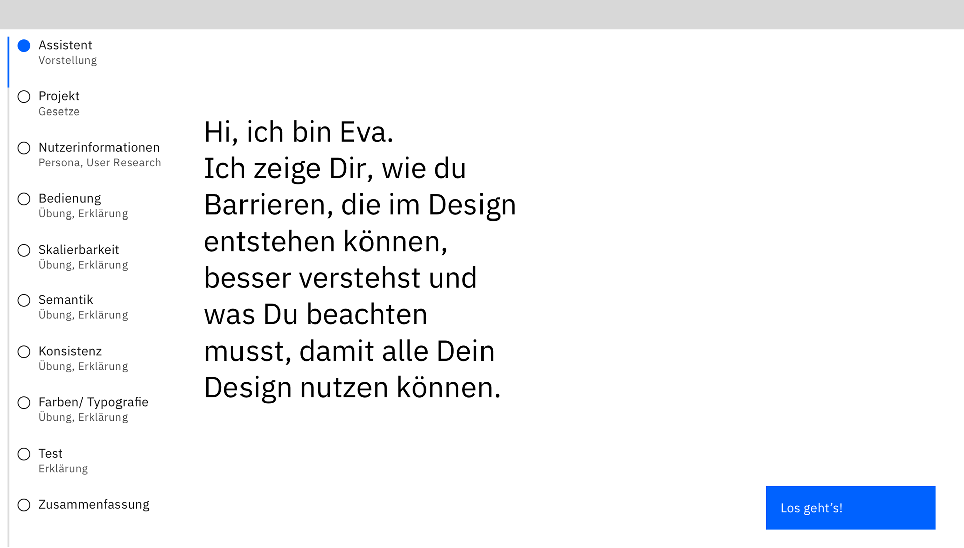 Einstieg Prototyp für EVA 1.0