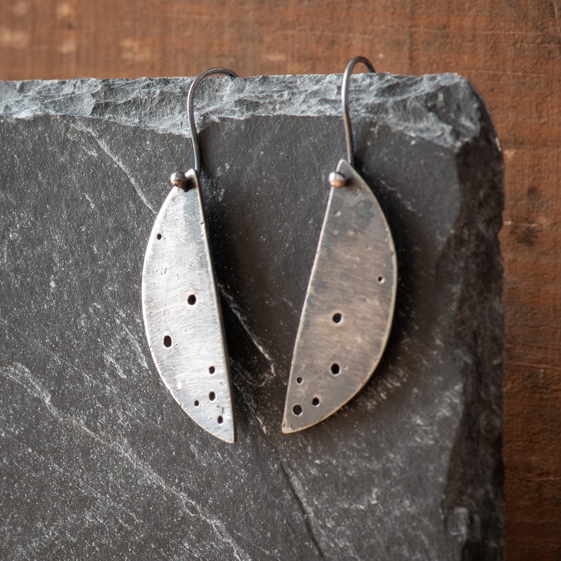 Oxidised Semi-Circle Earrings - SOLD