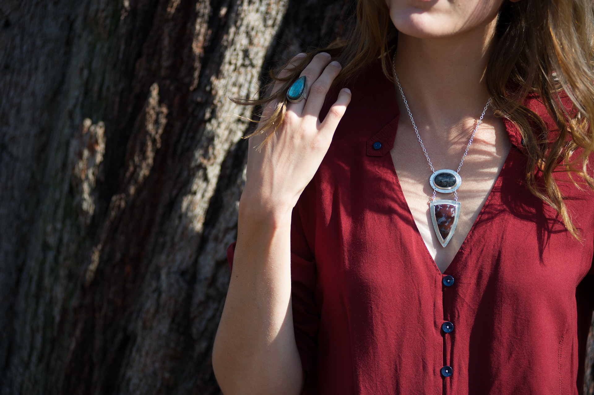 Labradorite Ring and Double Stone Necklace- Both sold