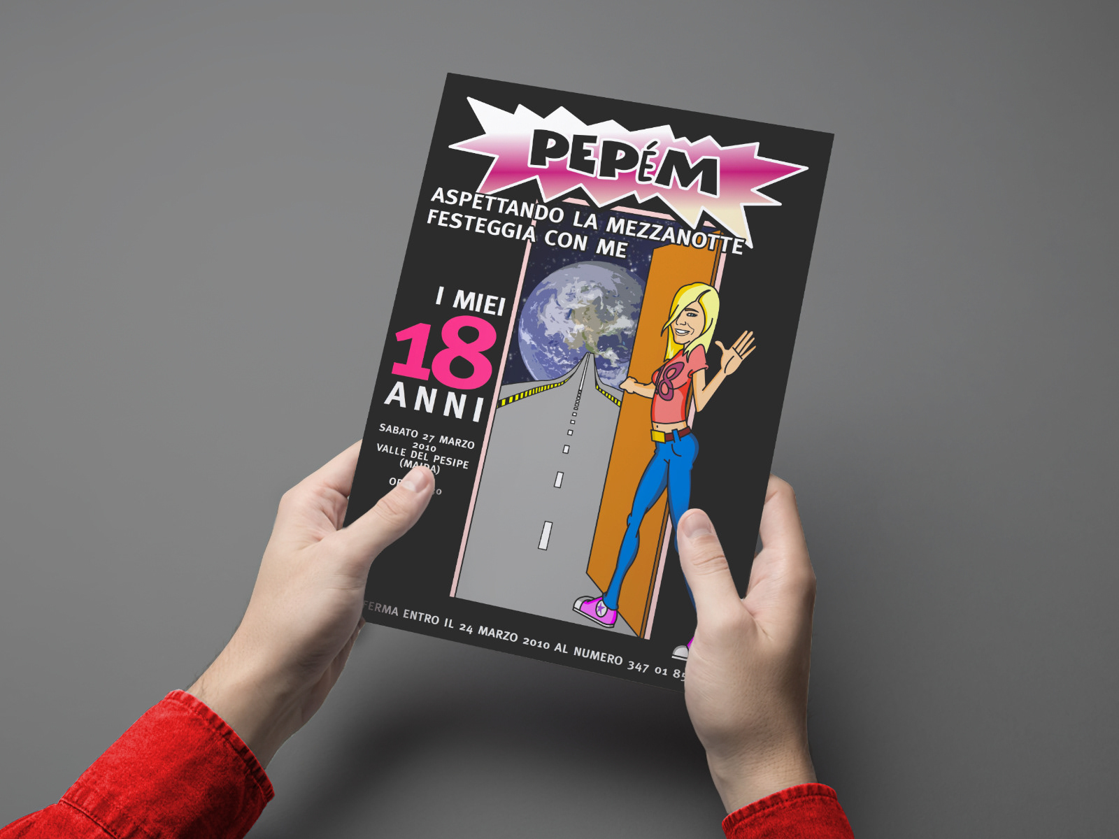 Einladungsflyer für den 18. Geburtstag