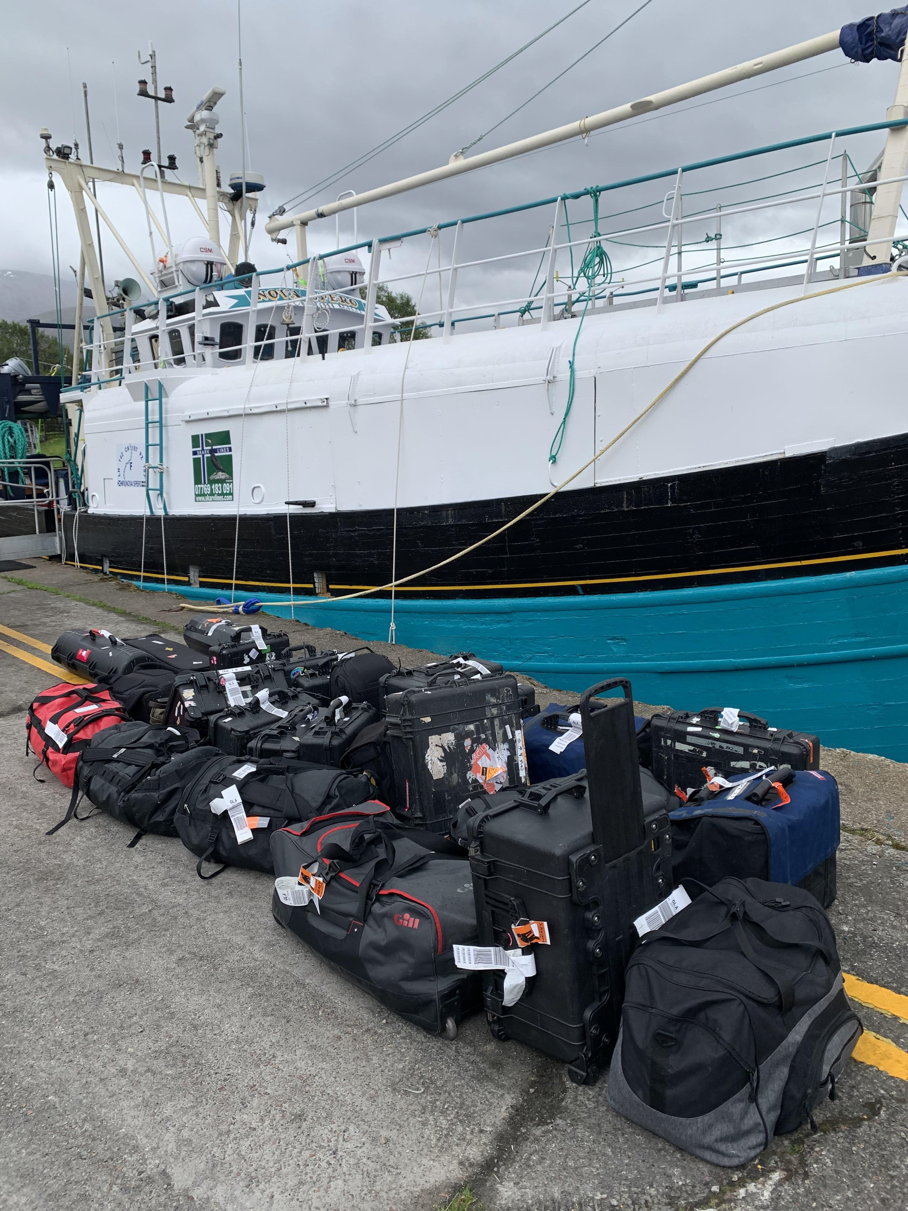 The kit ready to load onto our converted fishing trawler, the Nova Spero