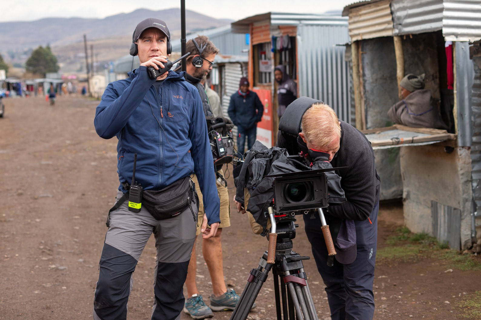 Filming in a village in Lesotho