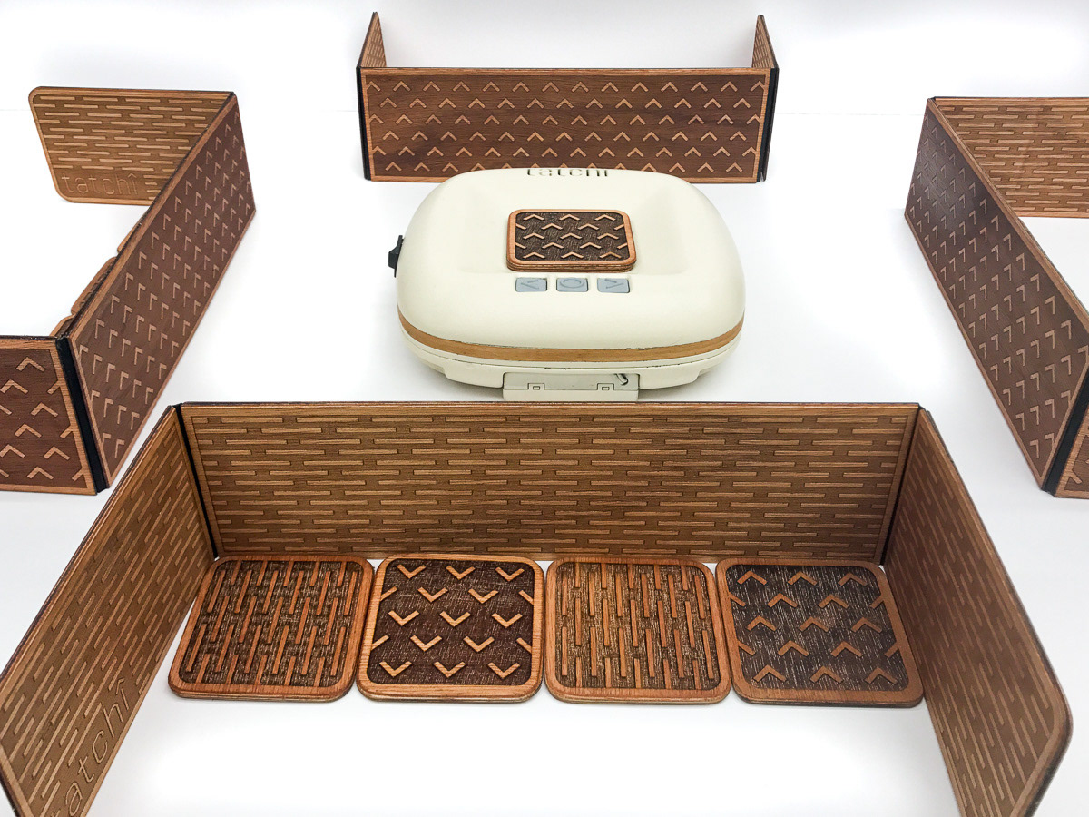 three components: centerpiece, tiles, and shields