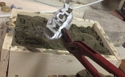 Blue foam designs were used in sandcasting