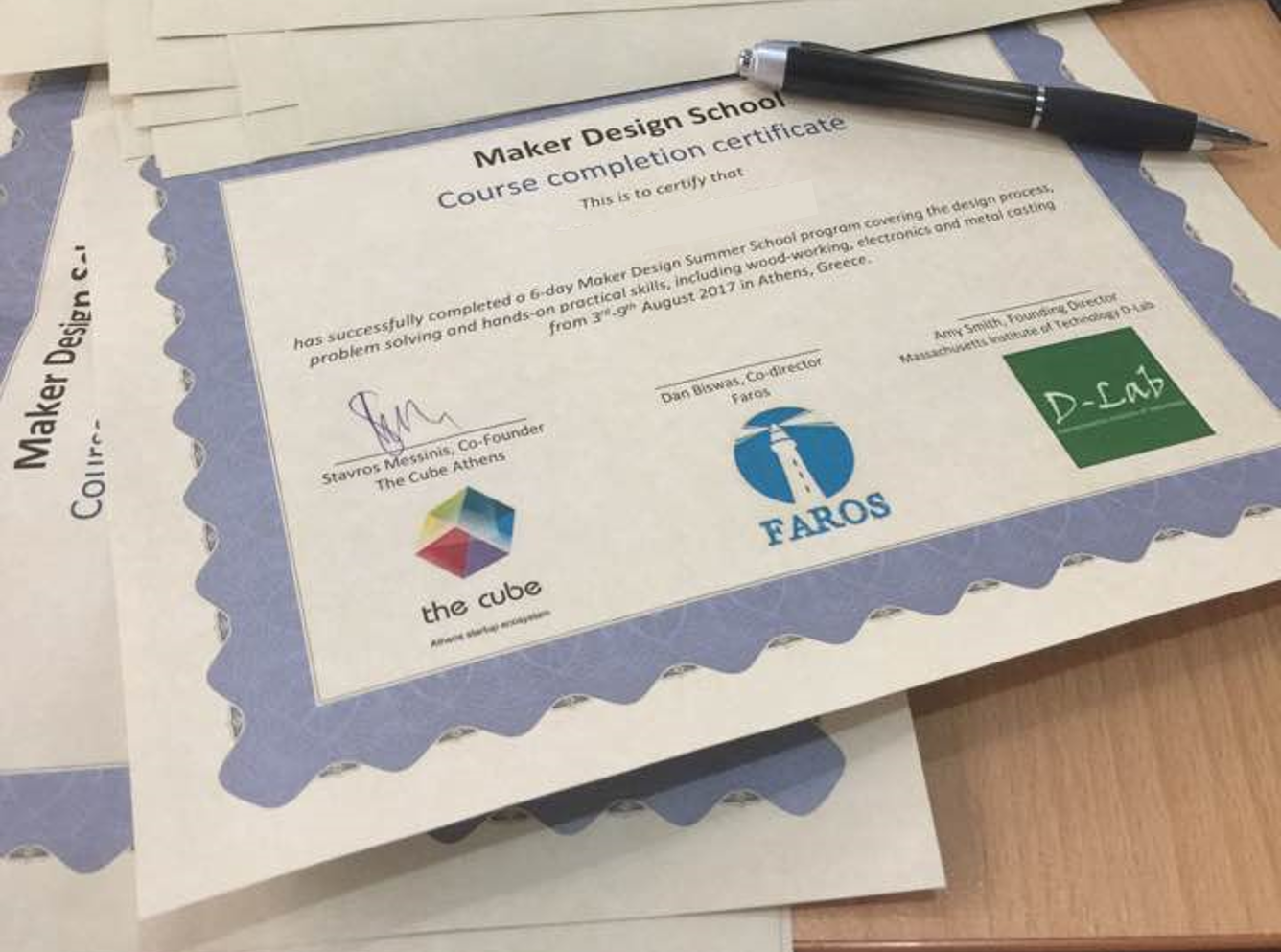 Students received certificates at the conclusion of the workshop