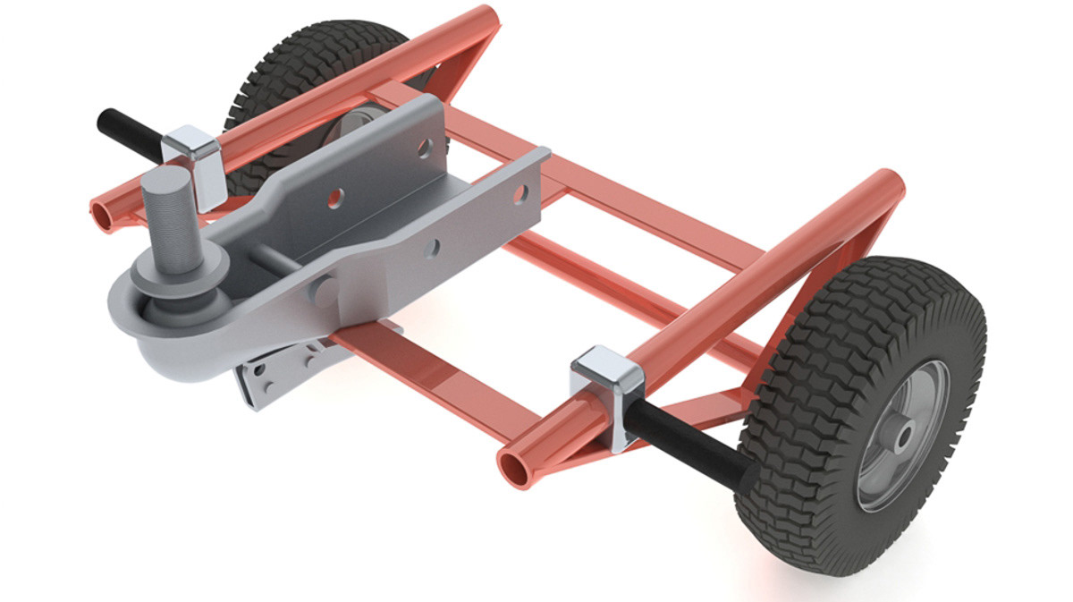 Small two-wheeled tractor stabilizer attachment, making it easy to balance at slower speeds