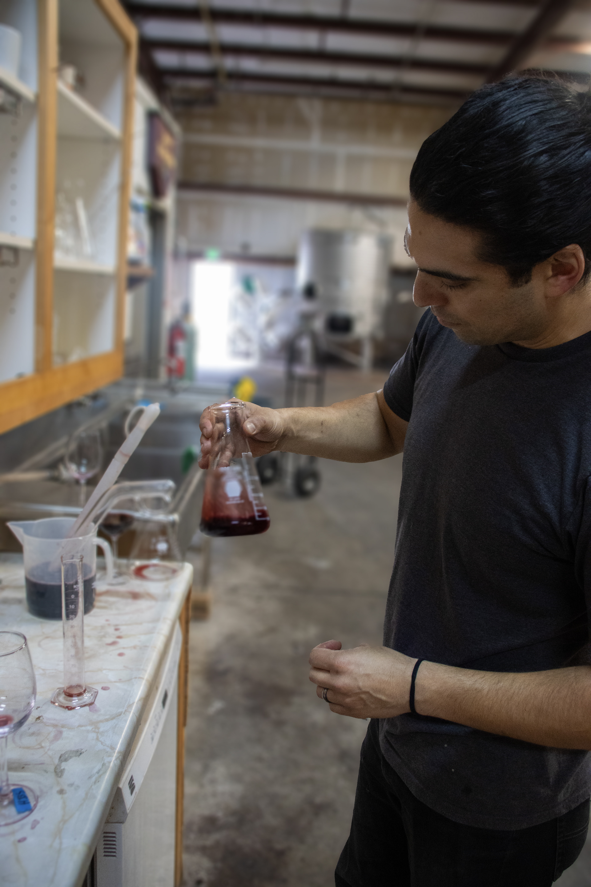 Brian blending wines in beaker