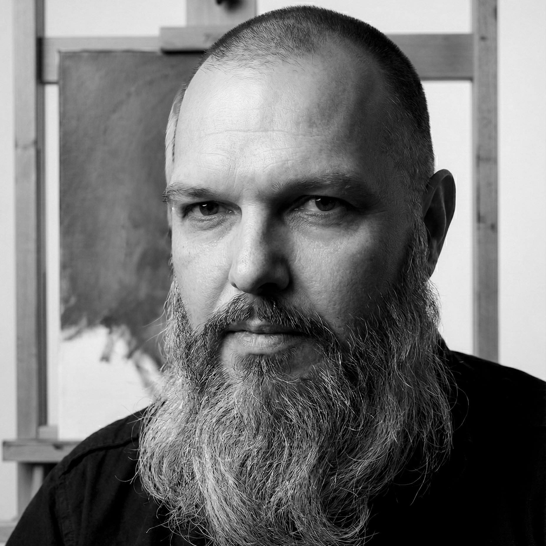 Csaba Tibor Palotas, oil painter and life drawing teacher, in his Milton Keynes studio