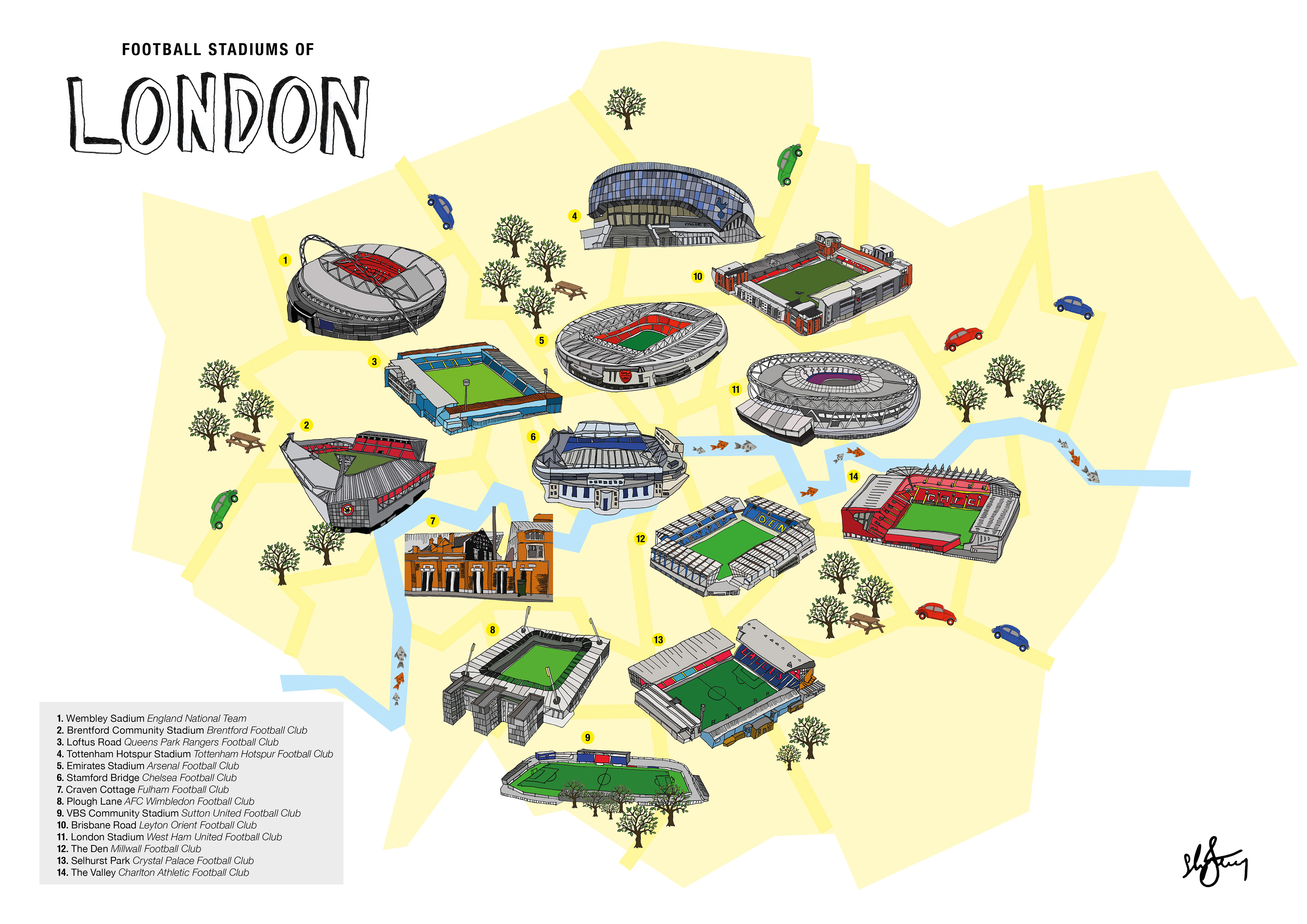 Stephen Beerling - Football Stadiums of London Map