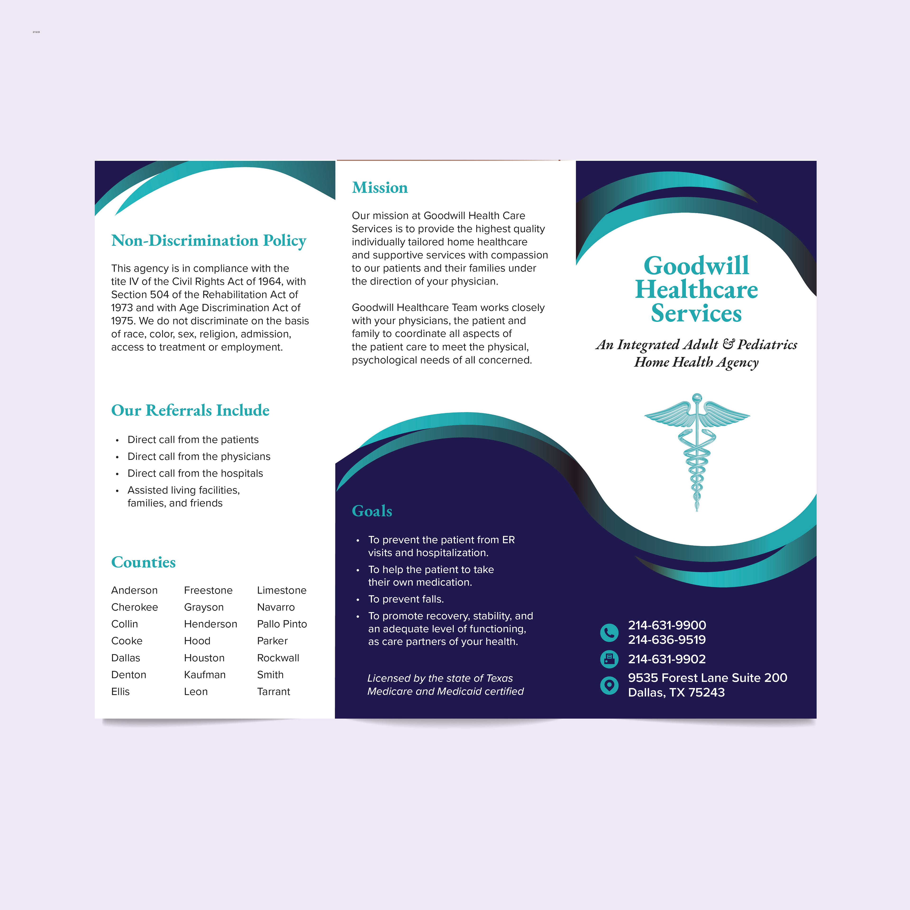 Trifold brochure Front