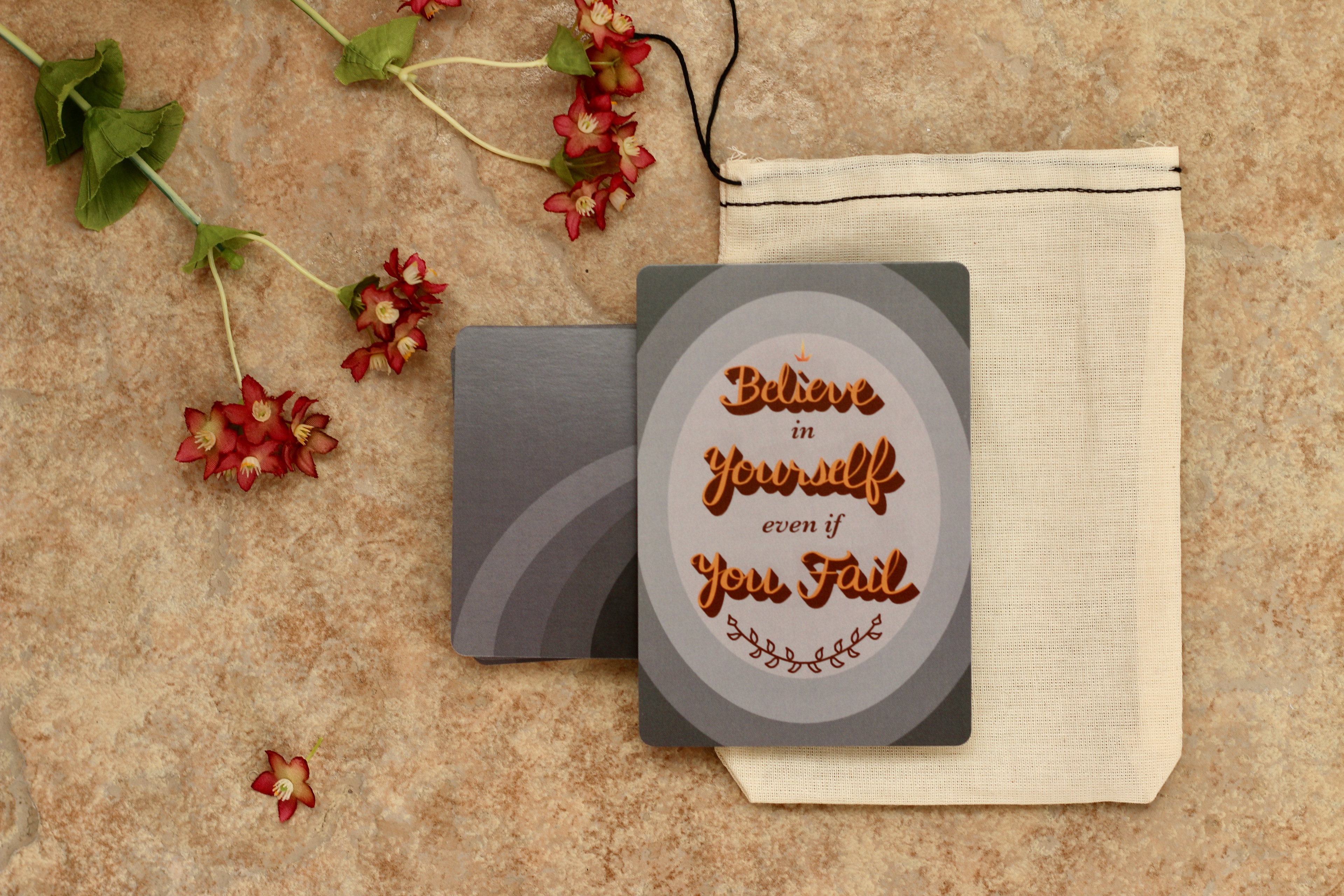 Photograph of the affirmation side of the cards