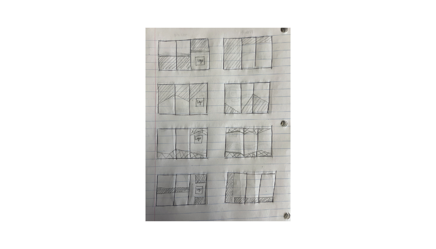 Sketches of inside and outside trifold brochure